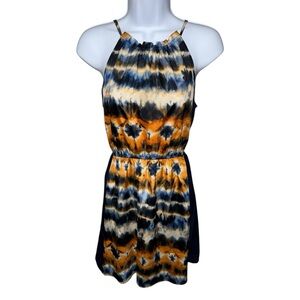 Women’s Romeo & Juliet Couture Blue/Yellow Abstract Sleeveless Dress - S